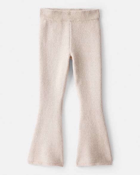 Girls Flare Sweater Knit Pants - Ivory