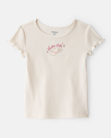 Product image 1 of Toddler Girl Cowgirl Hat Cotton Short-Sleeve Top - Ivory