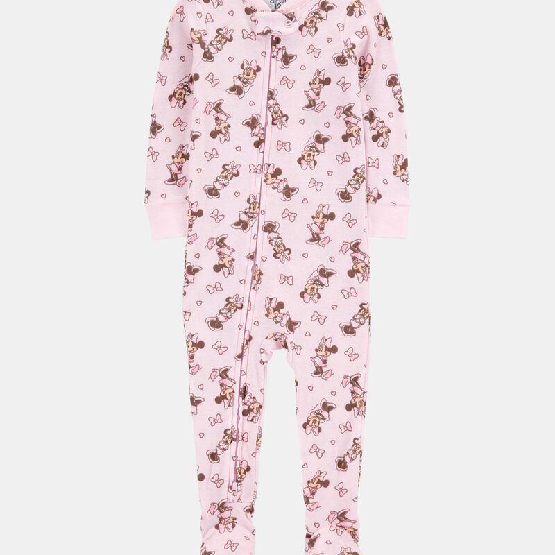 Baby Girl Disney© Minnie Mouse Snug Fit Cotton Footie 1-Piece Pajamas - Pink