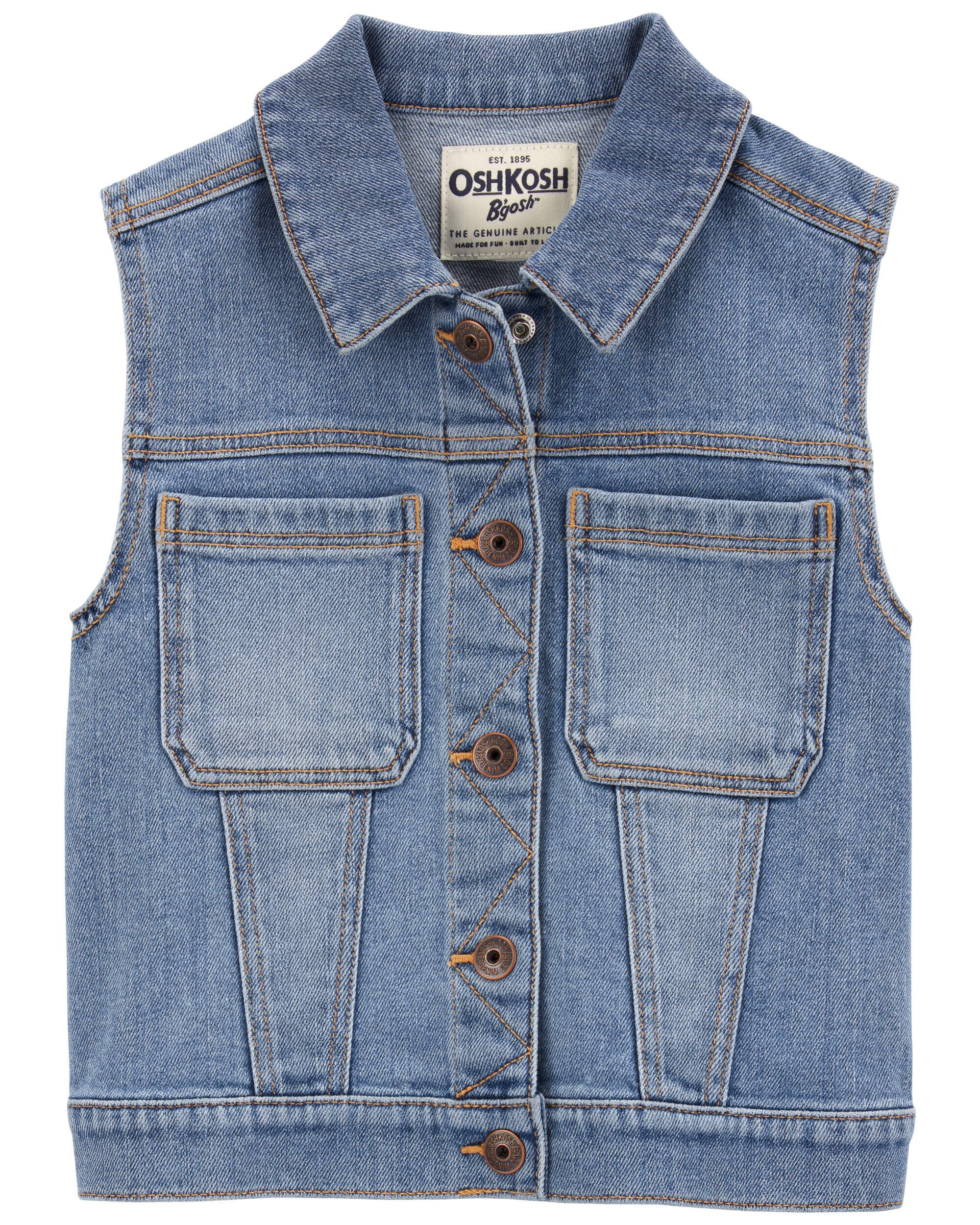 Kid The Favorite: Button-Front Denim Vest - OshKosh B'gosh
