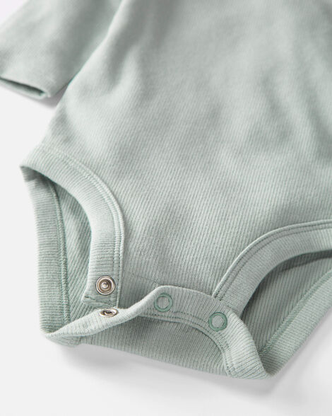Product image 5 of Baby 3-Pack Organic Cotton Rib Gradient Bodysuits in Greens