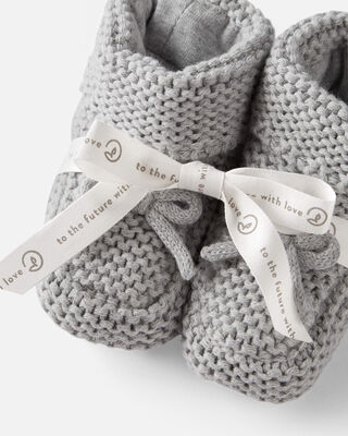 Product image 2 of Baby Organic Cotton Crochet Booties in Gray