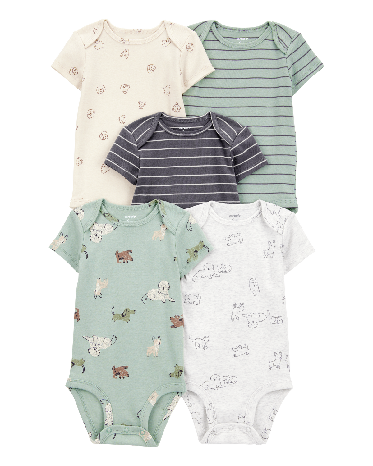 5-Pack Dog Short-Sleeve Cotton Bodysuits