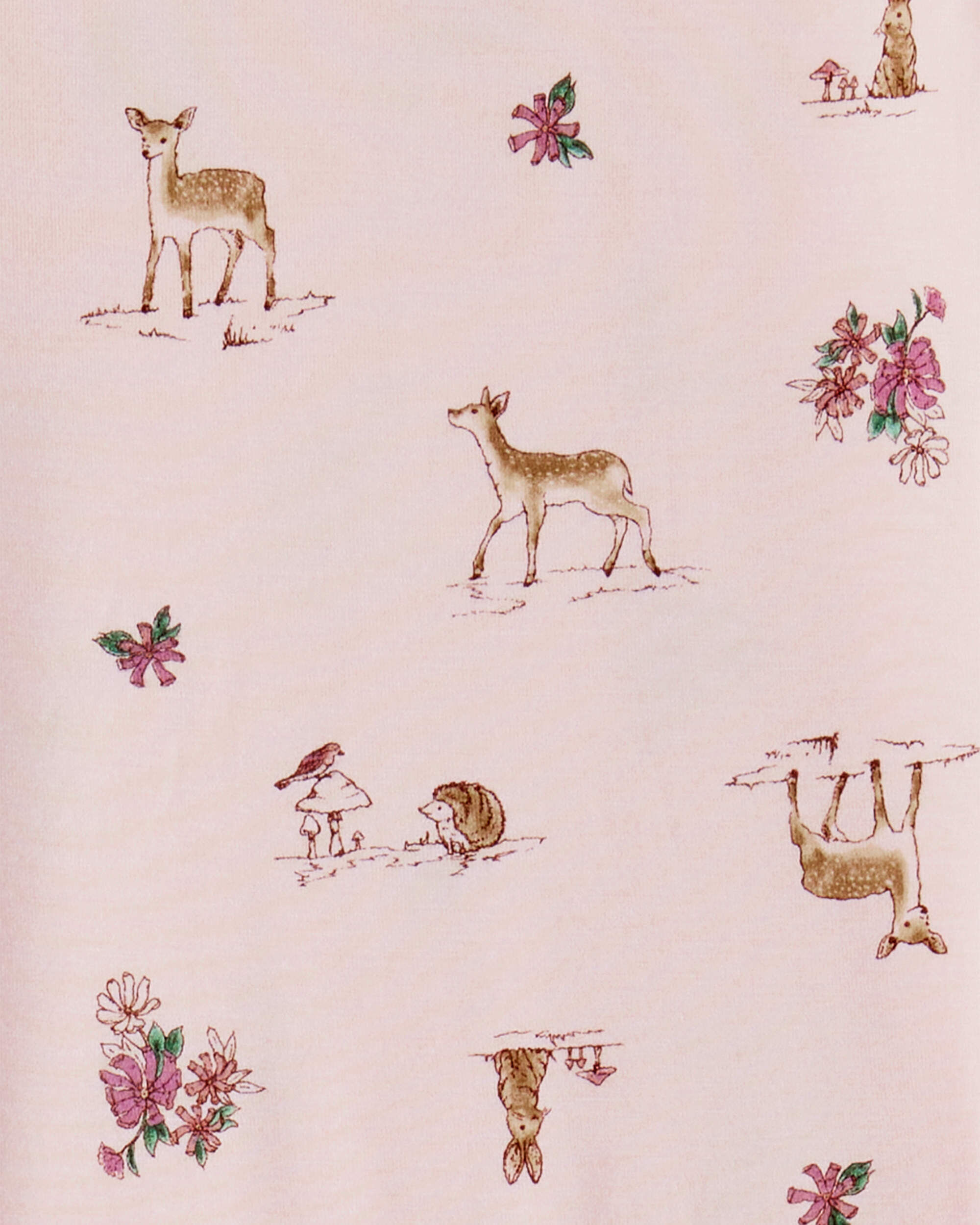Girls Deer & Floral Print PurelySoft Long-Sleeve 2-Piece