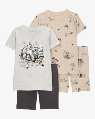 Product image 1 of Baby Pirate Print Snug Fit Cotton 4-Piece Pajamas