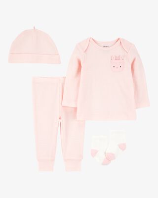 Product image 1 of Baby 4-Piece Bunny Outfit Set - Pink/White