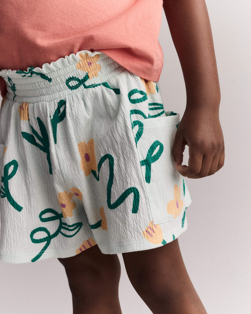 Otter Avenue Toddler Girl Swing Shorts with Pockets in Floral Print 12M Light Green