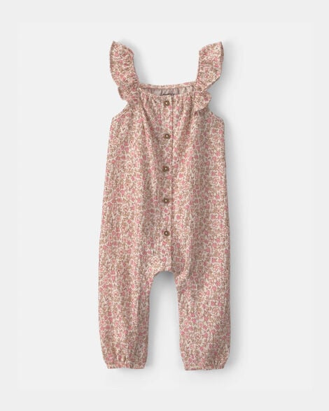 baby girl floral jumpsuit - pink