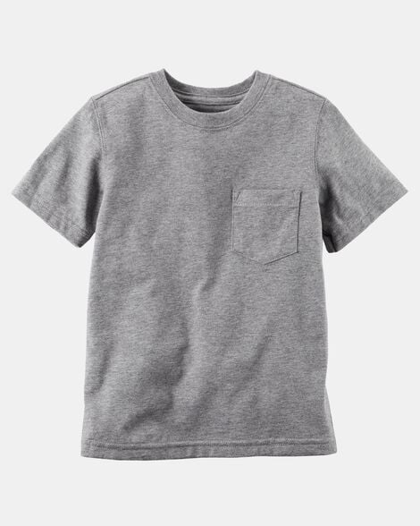 toddler solid short-sleeve pocket tee - grey