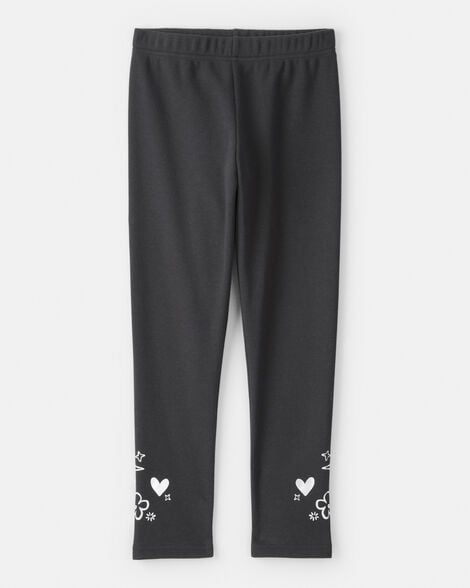 girls pull-on stretch cozy leggings - black