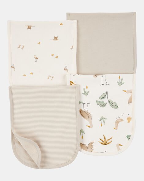 baby 4-pack burp cloths - ivory/brown