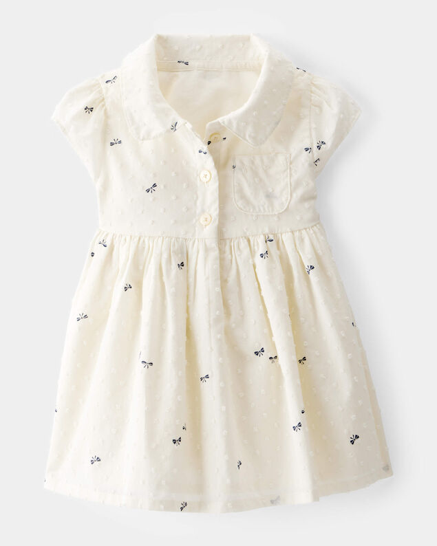 Product image 1 of Baby Swiss Dot Bow Print Short-Sleeve Dress - Ivory