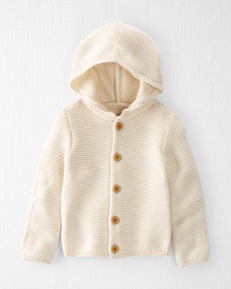  Product image 1 of Toddler Organic Signature Stitch Cardigan in Cream