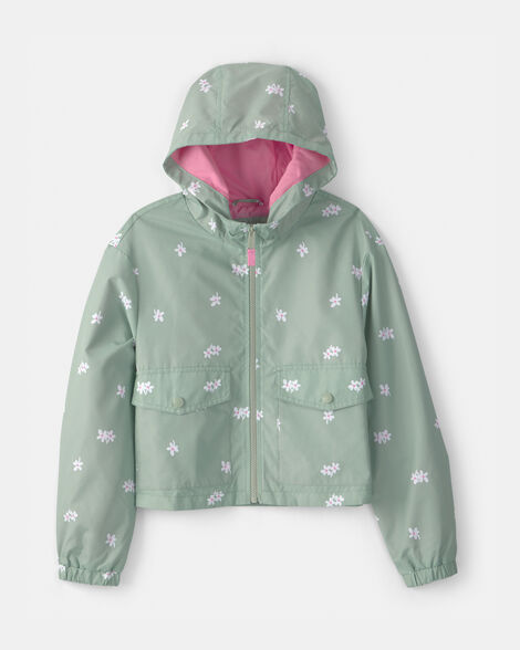 girls floral windbreaker - green