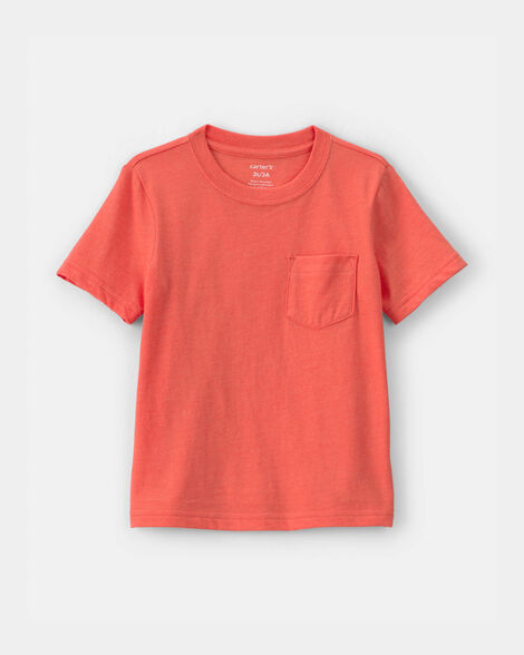 toddler solid pocket t-shirt - orange