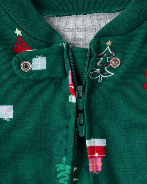 Baby Green Trees 100% Cotton Long-Sleeve Sleep & Play Pajamas - Green