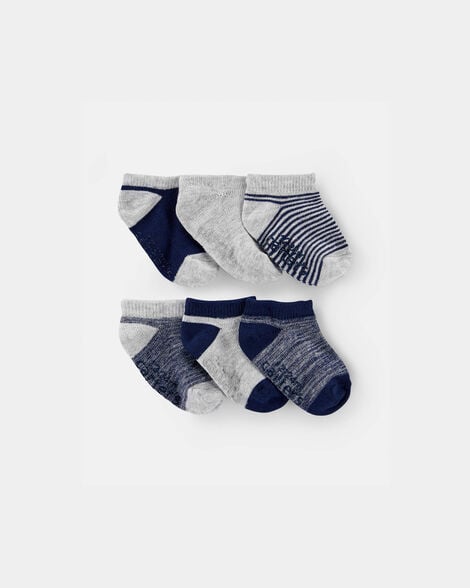 Image of Toddler Boy 6-Pack No Show Socks - Grey/Navy