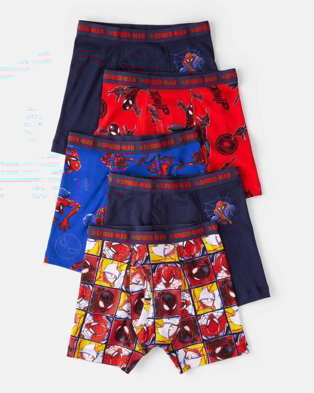Product image 1 of Boys 5-Pack ©Marvel Spider-Man Boxer Brief Underwear - Navy/Blue/Red