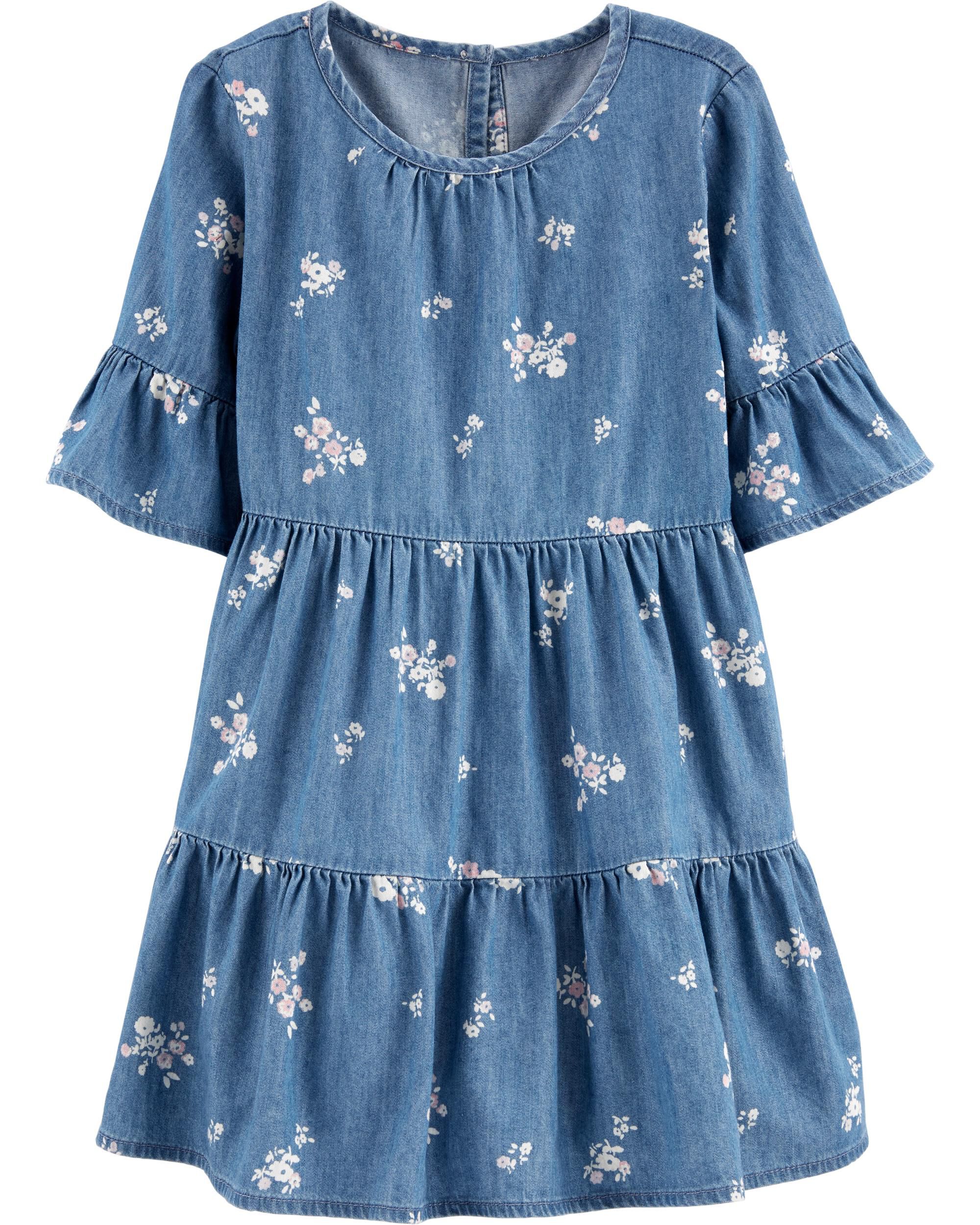 denim and floral dress