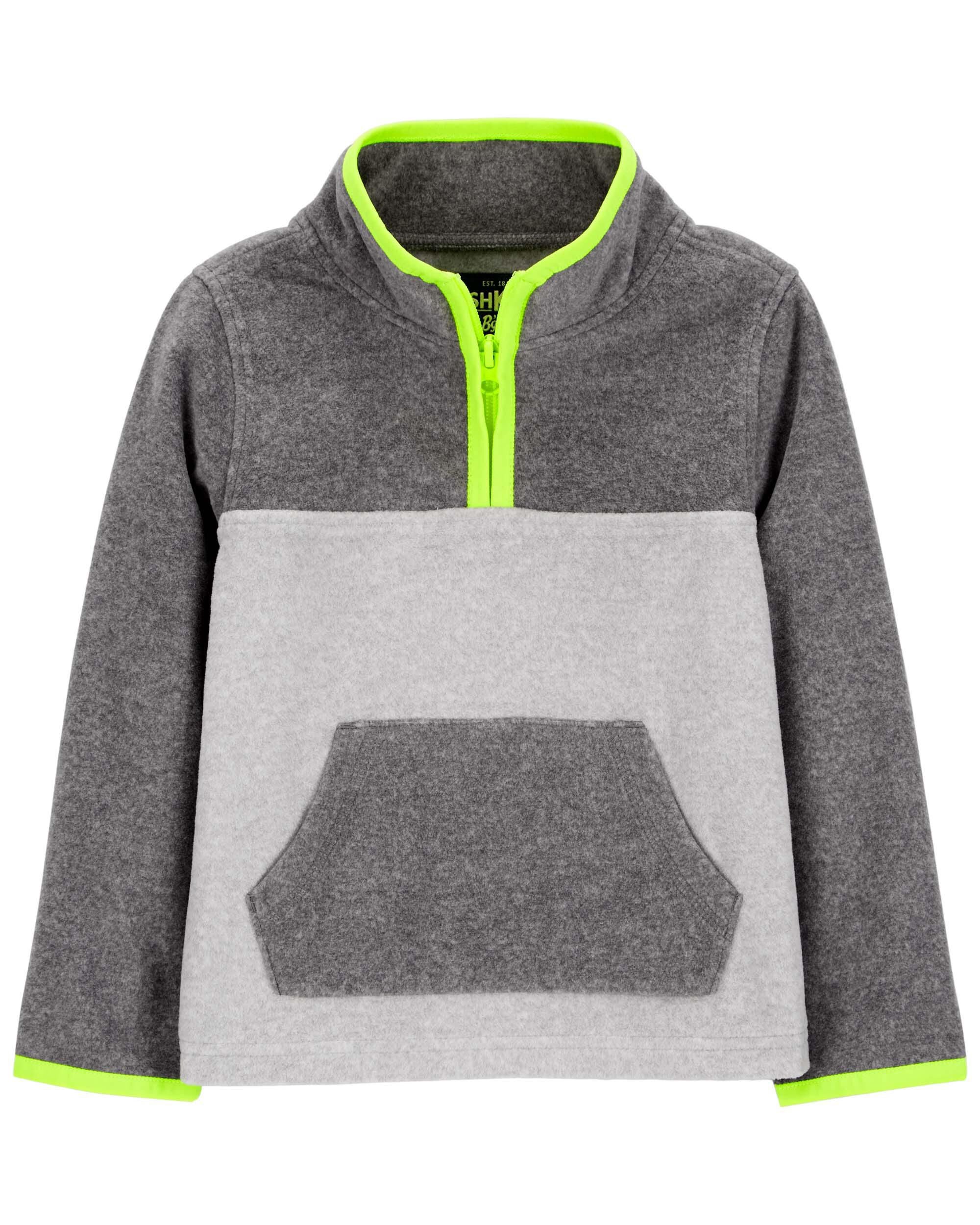 Oshkosh B gosh Toddler Boys Quarter Zip Microfleece Pullover 4T Grey