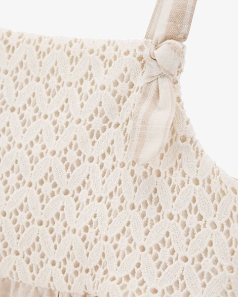 Product image 3 of Toddler Striped Eyelet Tank Dress - Ivory