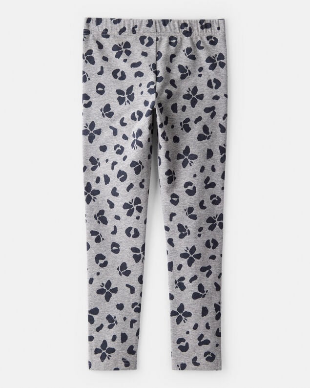 Product image 2 of Girls Butterfly Leopard Print Pull-On Stretch Leggings - Grey