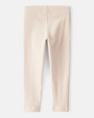 Product image 2 of Toddler Girl Cotton Rib Pull-On Stretch Leggings - Cream