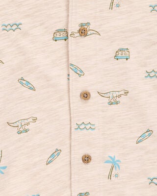 Product image 2 of Baby Beach Print Knit Short-Sleeve Fashion Top - Khaki
