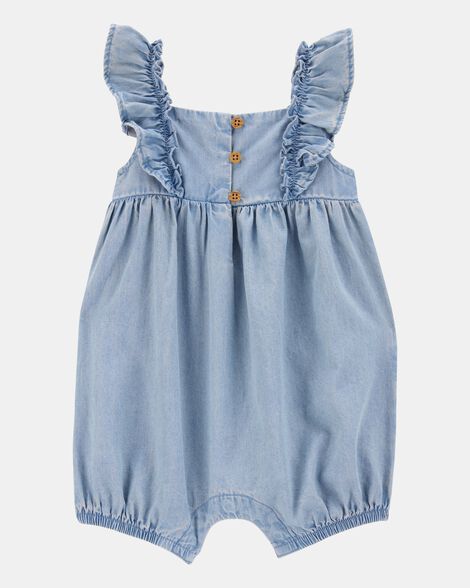 baby girl chambray flutter romper