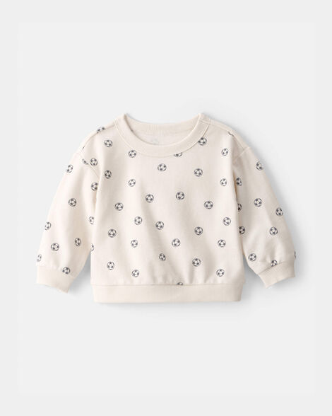 baby soccer french terry pullover sweatshirt - ivory