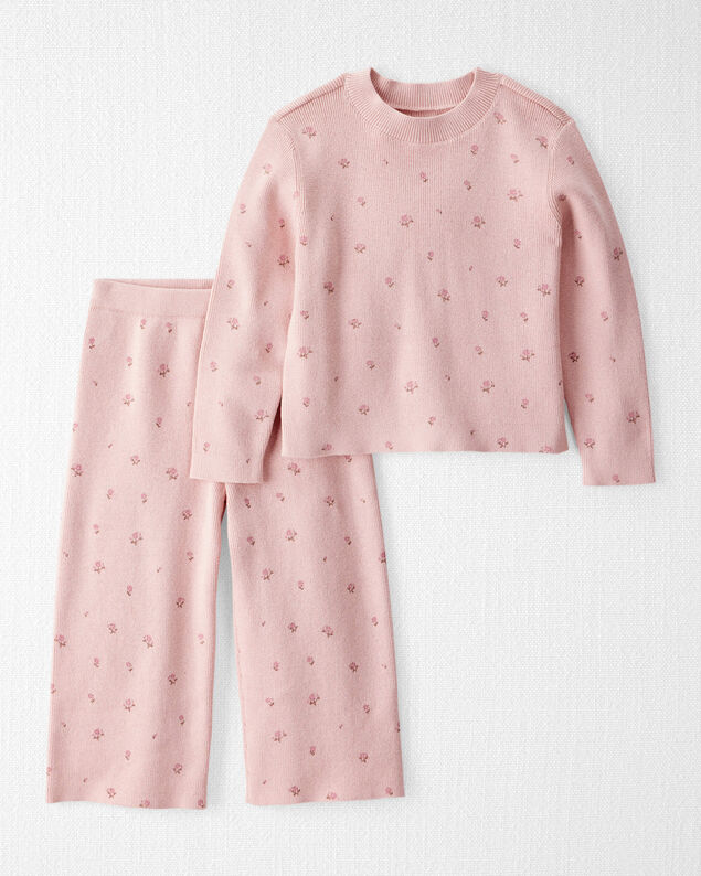 Product image 1 of Toddler Girl 2-Piece Organic Cotton Sweater Knit Set in Blush Petals Print
