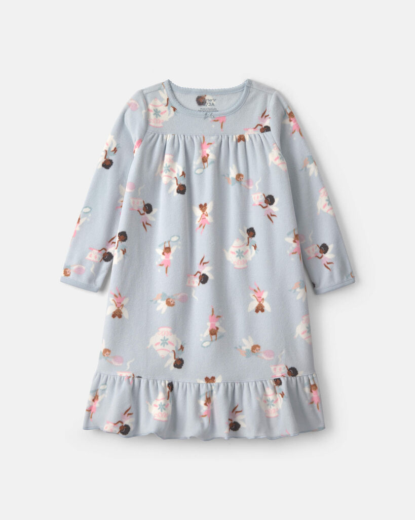 Carter's Toddler Girls Crew Neck Long Sleeve Nightgown, 4-5, Blue
