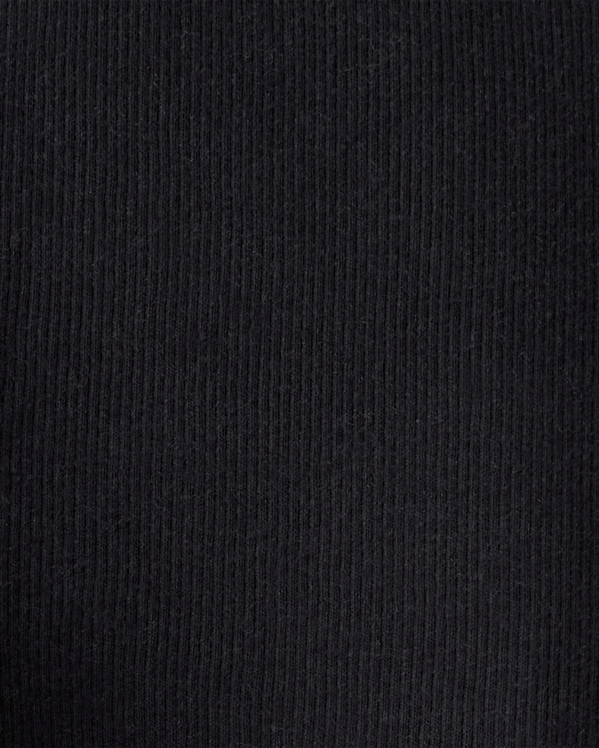 Girls Solid Cotton Ribbed Stretch Leggings - Black