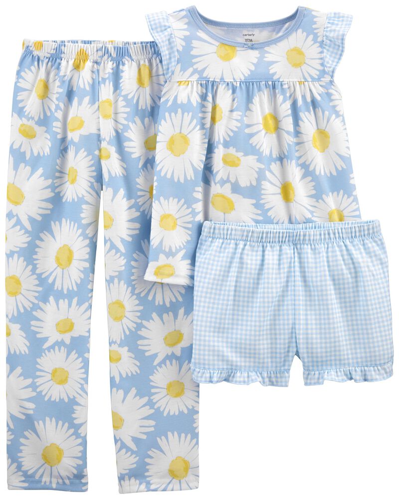 Kid Blue/Yellow 3-Piece Daisy Loose Fit PJs | carters.com