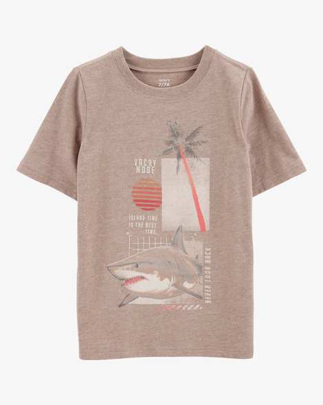 kid shark graphic tee - brown