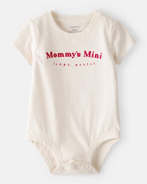 baby 'mommy's mini' short-sleeve graphic bodysuit - cream