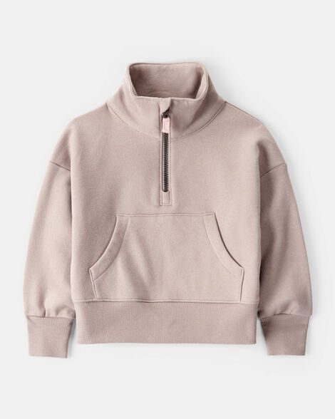 toddler girl daydream fleece long-sleeve quarter-zip pullover sweatshirt - brown
