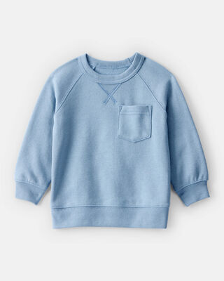 Product image 1 of Baby Boy Solid Fleece Long-Sleeve Sweatshirt - Blue