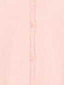 Pink - Kid Scalloped Trim Cardigan Sweater - Pink, Selected