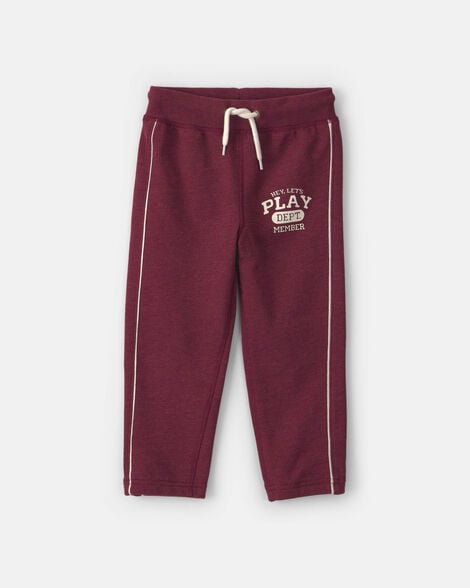 toddler boy 'let's play' french terry joggers - burgundy