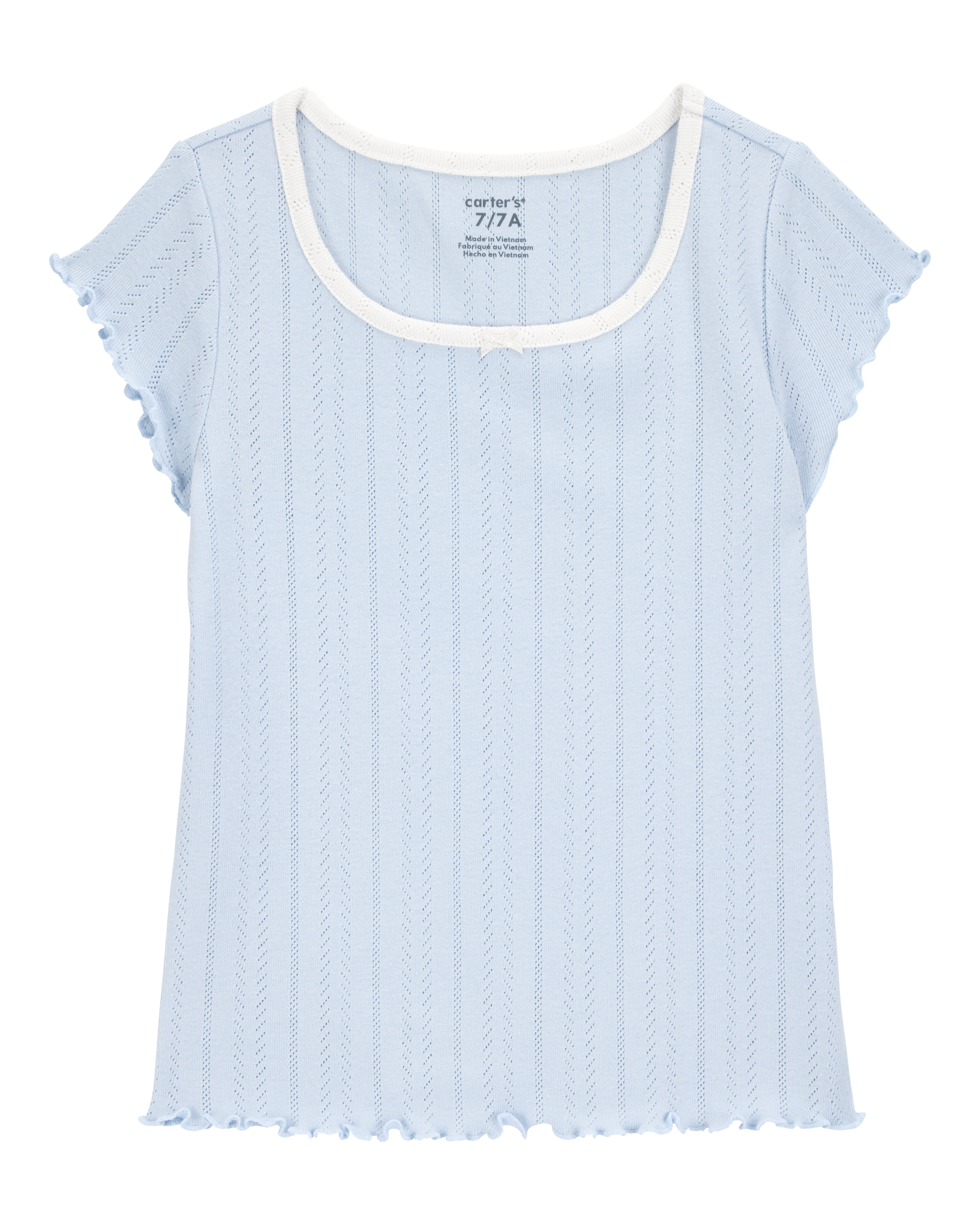 Kid Pointelle Baby Tee - Blue