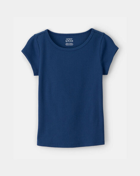 girls rib top - blue