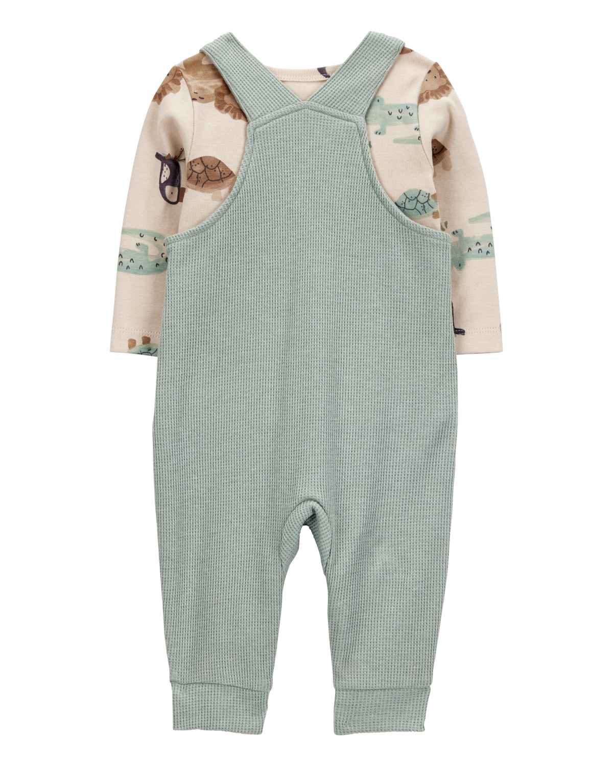 Baby 2-Piece Long-Sleeve Tee & Waffle Knit Coverall Set