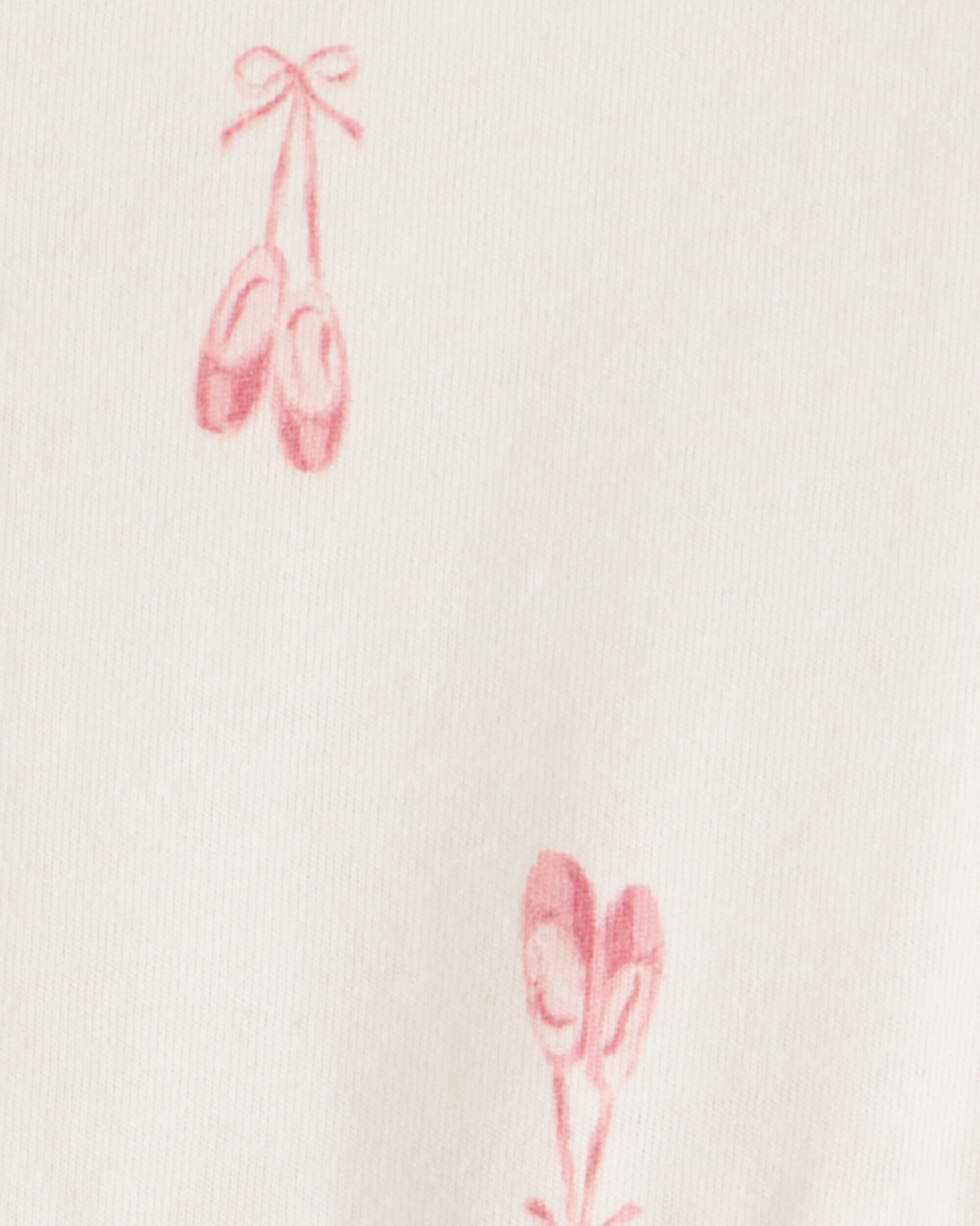 Baby Girl Ballet Slipper Print Long-Sleeve Dress - Ivory