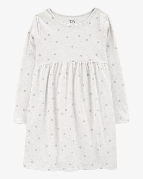  Product image 1 of Kid Glitter Polka Dot Long-Sleeve Jersey Dress