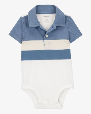 Product image 1 of Baby Colorblock Striped Polo Bodysuit