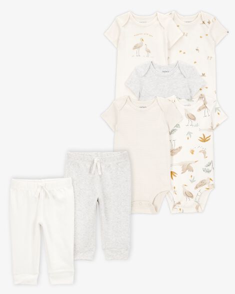  Product image 1 of Baby 7-Piece Short-Sleeve Bodysuits & Pull-On Pants Set - Ivory