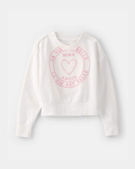 girls 'more amour' french terry pullover sweatshirt - ivory