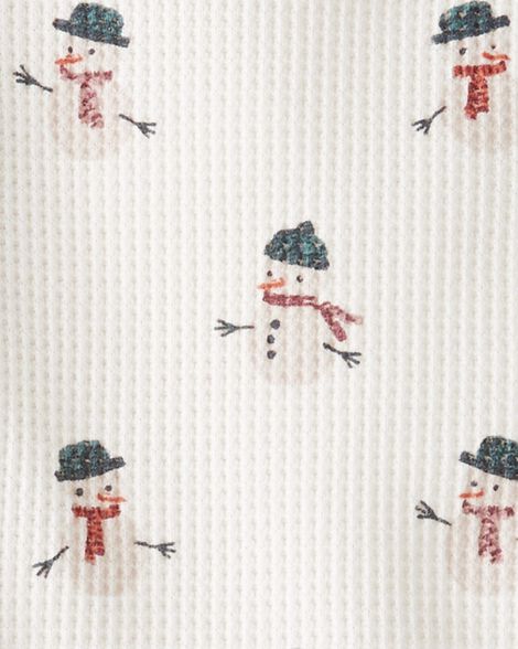  Product image 3 of Baby Waffle Knit Set Made with Organic Cotton in Snowman Print
