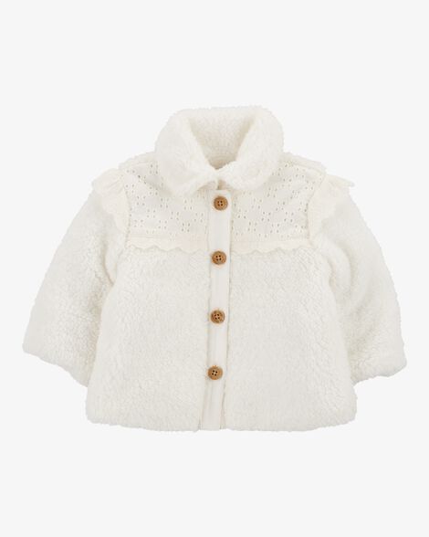  Product image 1 of Baby Crochet Sherpa Jacket - Cream